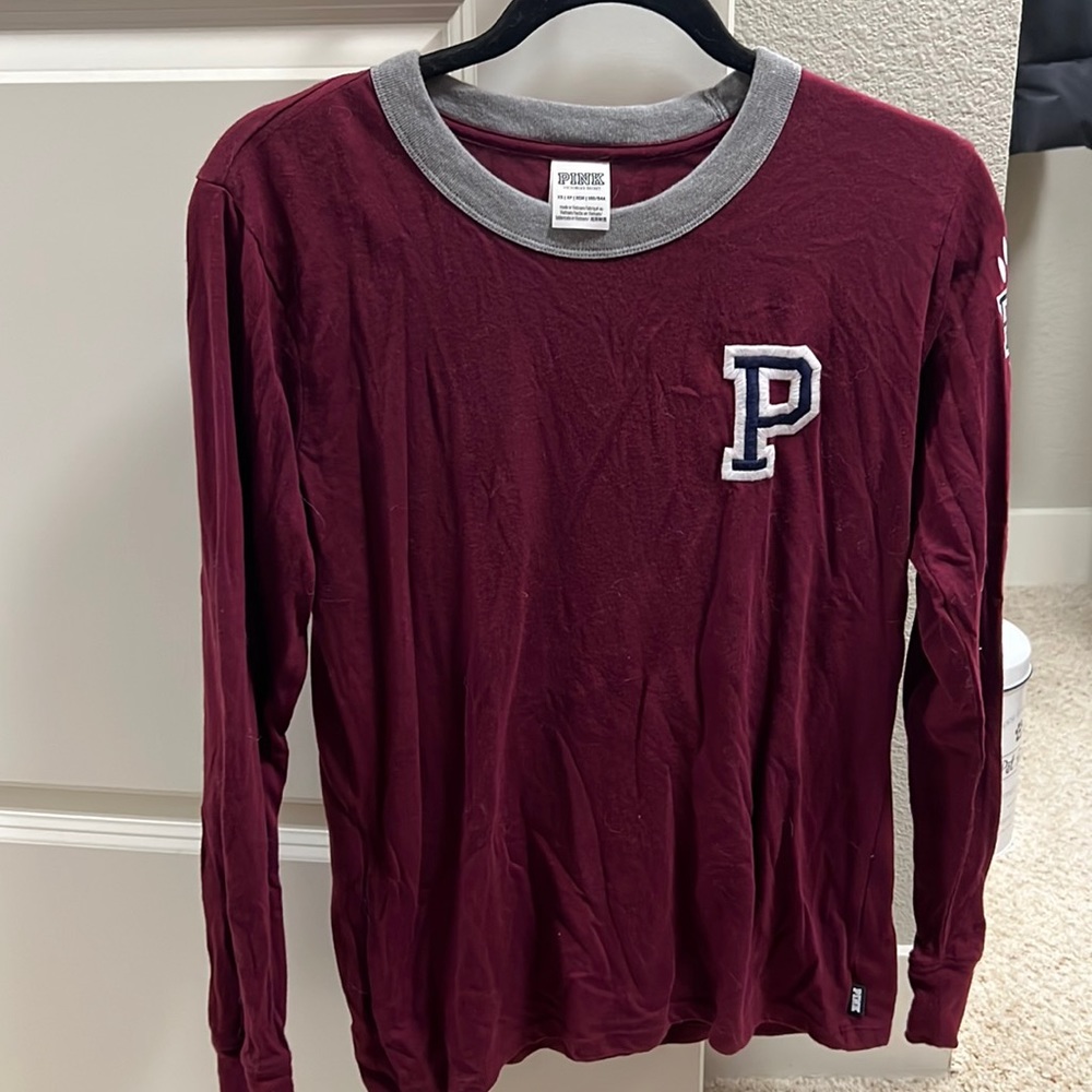 Burgundy PINK long sleeve shirt size xs